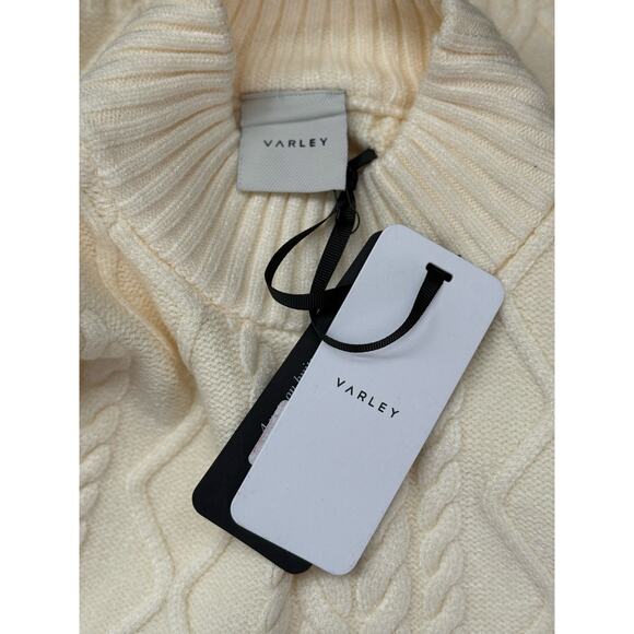 NWT Varley Joilette Roll Neck Cable Knit Sweater Layering Vest Egret Cream Small - Picture 5 of 6